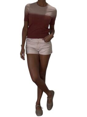 Lacoste Pink Burgundy Ombre Knit Top Short Sleeve Viscose Size 2 FR 34